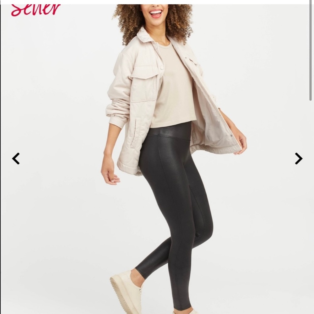 SPANX Faux Leather Leggings in Black small